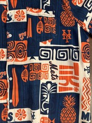 NEW YORK METS HAWAIIAN SHIRT CLASSIC TRIBAL LOGOS SIZE: XXL