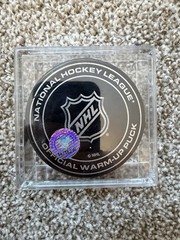 LEON DRAISAITL 1,000th NHL Point Game Warmup Used Puck 12/16/25 Oilers Pens