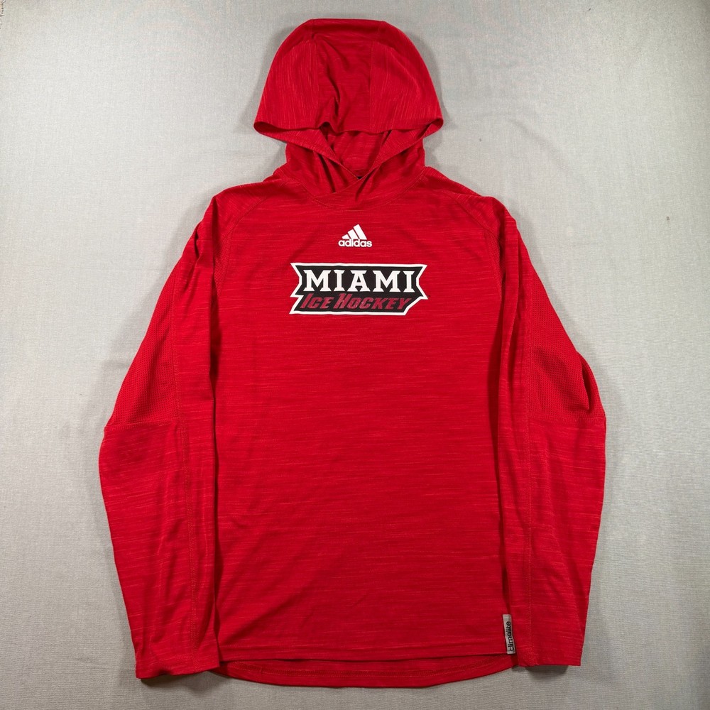 Adidas Miami Redhawks Ice Hockey Hoodie Mens Medium Red Pullover University