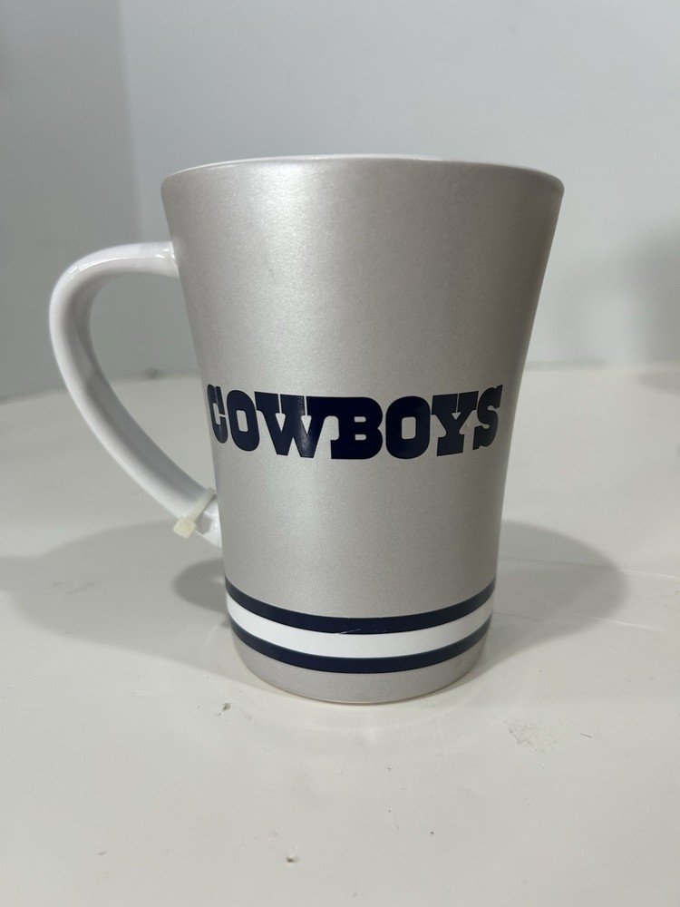 Dallas Cowboys Ceramic Mug NFL Football Cup 4 3/4” Tall Navy/Silver NWT