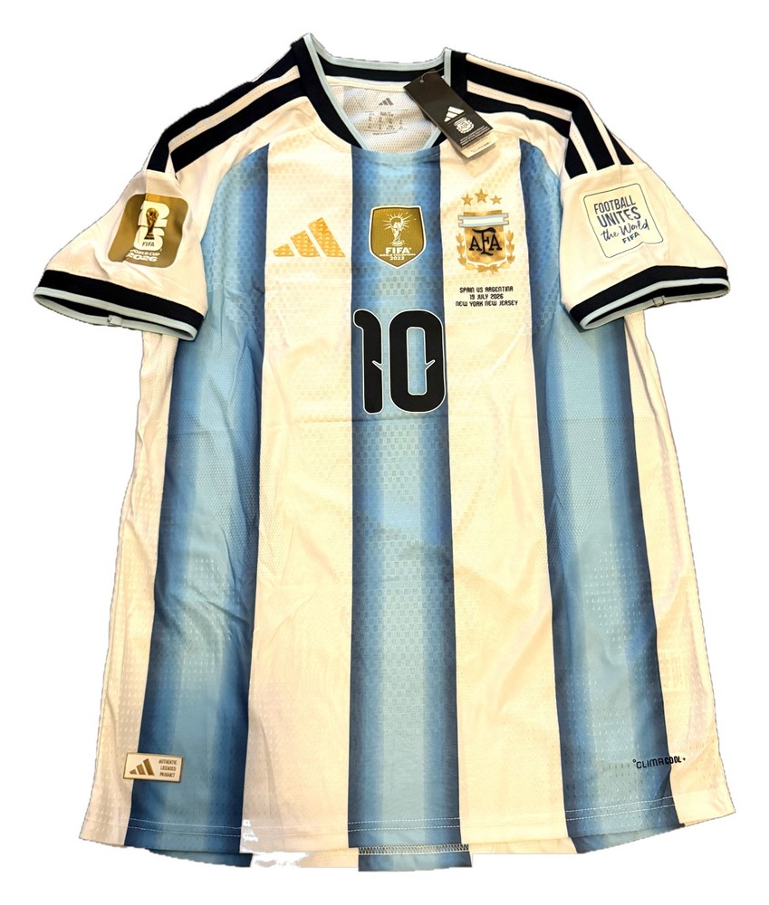 Authentic Argentina Home Messi #10 World Cup Final Match Print L BNWT