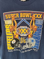 Vintage 1995 Super Bowl XXX T-Shirt Dallas Cowboys vs Pittsburgh Steelers NFL L