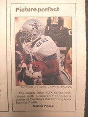 Emmitt Smith Souvenir Poster fr the Ft. Worth Star-Telegram newspaper Feb 2,1996