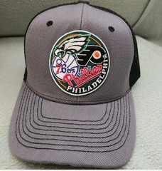 Philadelphia Sports Teams Hat Dark Gray & Black Mesh Snapback Cap Adjustable Hat