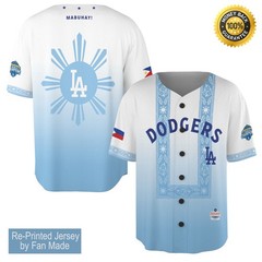 Custom Name Dodgers Filipino Heritage Night Giveaway Jersey Re-print