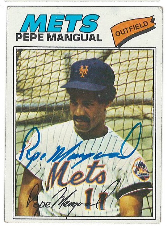 Pepe Mangual Signed 1977 Topps Card #552 Autographed Mets