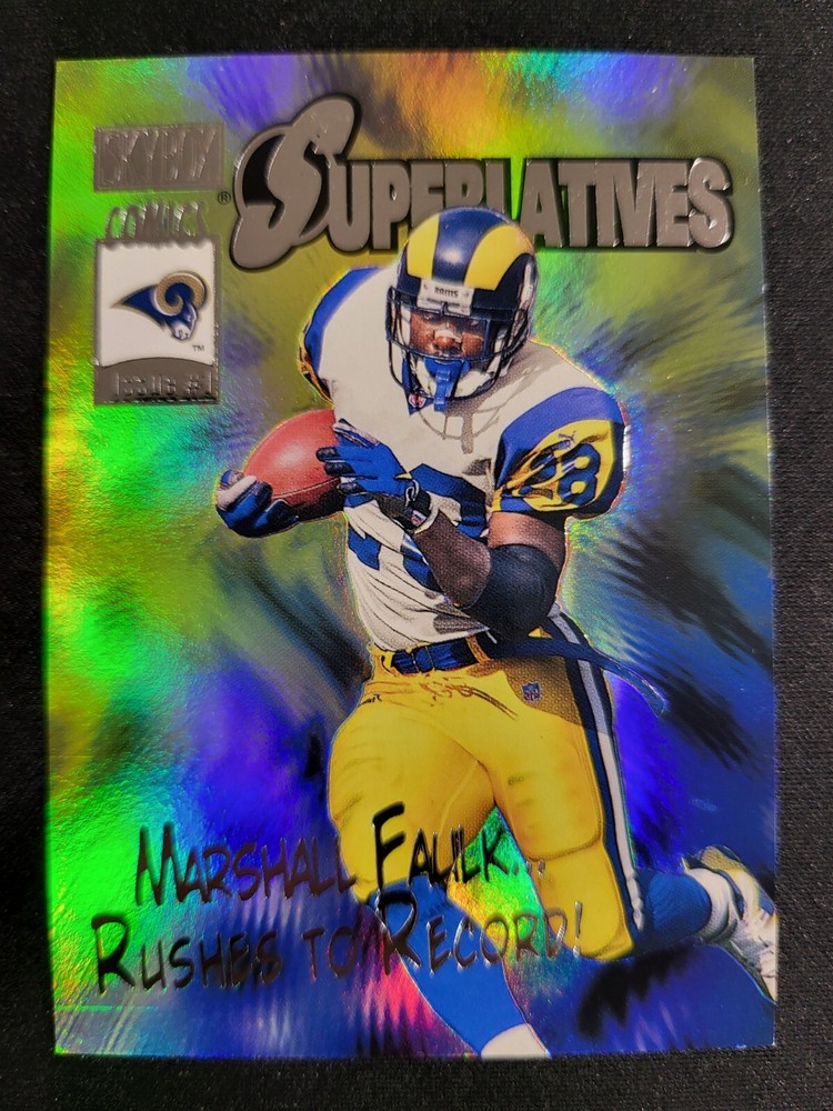 2000 Skybox Premium Marshall Faulk SUPERLATIVES COMIC BOOK COVER Card #4 OF 15