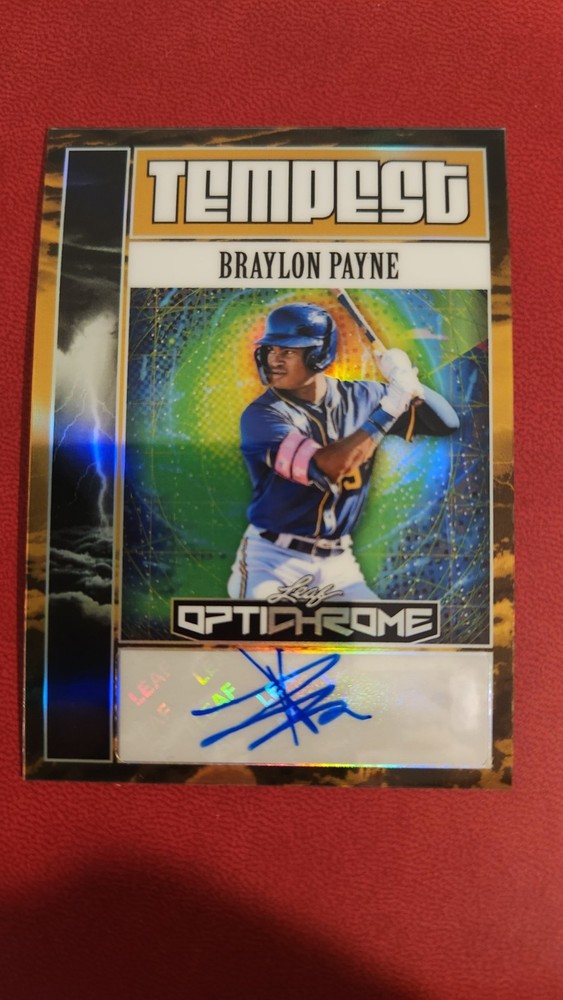 2025 Leaf Optichrome Baseball Braylon Payne Yellow Prismatic Auto 1/1 Brewers