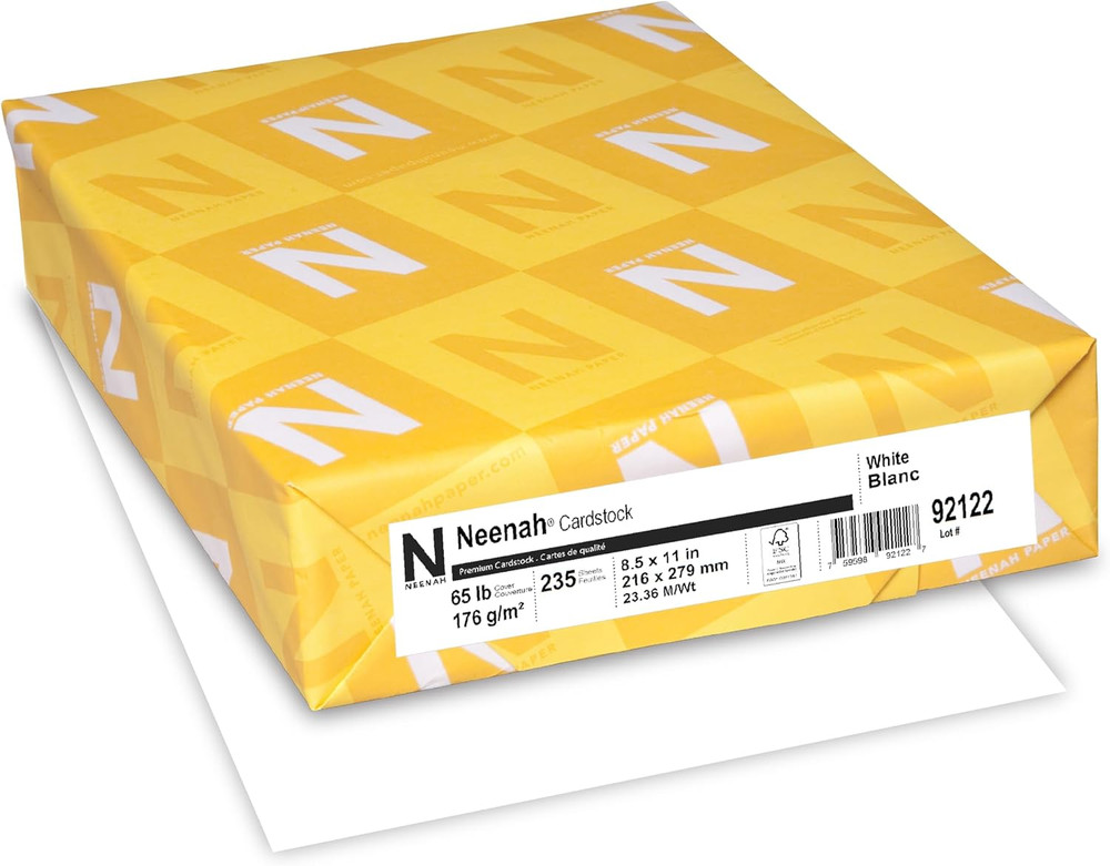 White Cardstock 65 lb, 8.5 x 11 Inches, 235 Sheets, Thick Durable Paper for