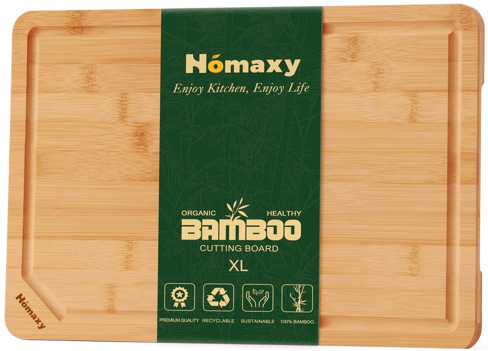 Homaxy Extra Large Organic Bamboo Cutting Boards for 18&Prime;L x 12&Prime;W, Natural