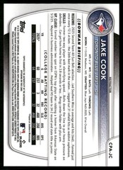 Jake Cook 2025 Bowman Draft Autographs Refractor 113/499 Toronto Blue Jays