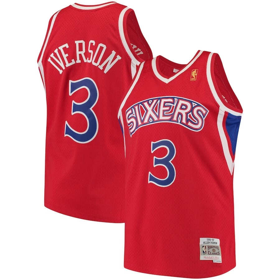 Philadelphia 76ers ALLEN IVERSON Mitchell Ness Red SWINGMAN Men 44 L Jersey