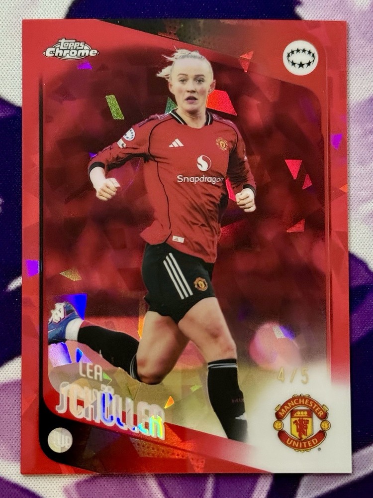 2025-26 Topps Chrome UEFA Sapphire Women&rsquo;s UWCL LEA SCHULLER Red Refractor /5