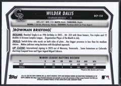 2026 Bowman #BCP-150 Wilder Dalis Chrome Prospects Mojo Sky Blue Refractor #/499