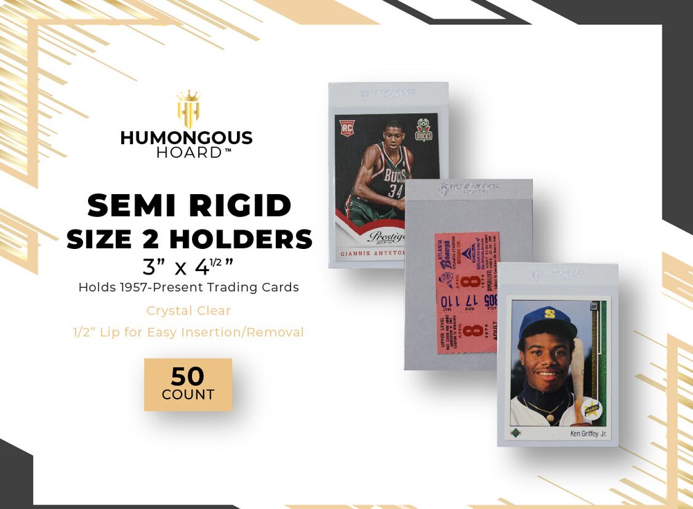 (200) Humongous Hoard Semi Rigid Size 2 Standard Size Cards 3 x 4 1/2&Prime;
