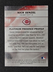 2018 Bowman Platinum Green Platinum Presence Nick Senzel #PP-1 Cincinnati 01/99