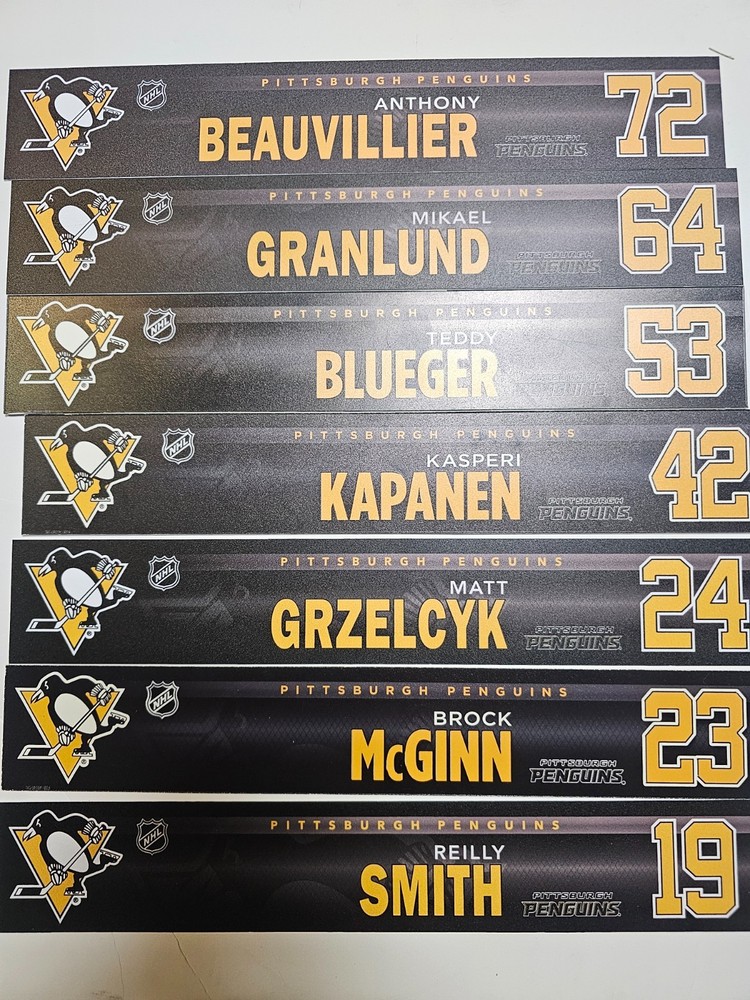 PITTSBURGH PENGUINS Training Camp Away Player Locker Room Game Used Nameplate