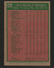 1975 Topps Baseball #461 – 1974 World Series Game 1 WS Oakland Athletics 75-037