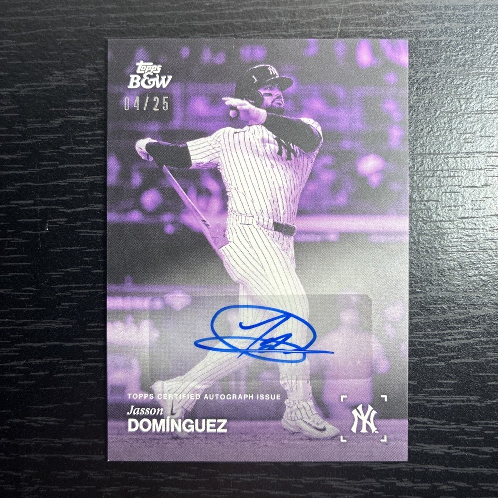 2025 Topps Black And White Jasson Dominguez Purple Parallel Auto /25 #026-A