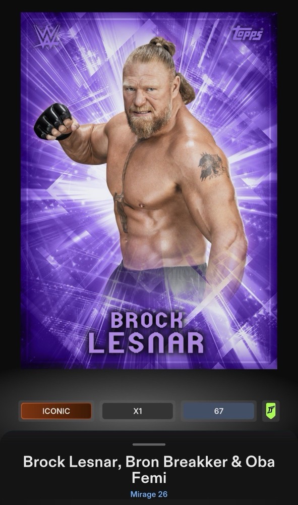 Brock Lesnar , Bron Breakker, Oba Femi Prismatic Iconic Slam WWE Mirage 26