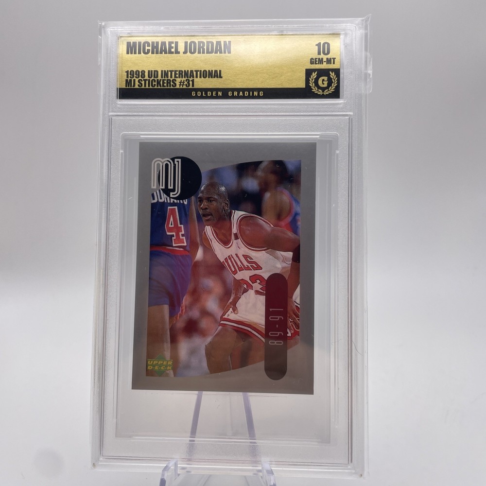 1998 upper deck mj stickers International #31. Golden Grading (GG) 10