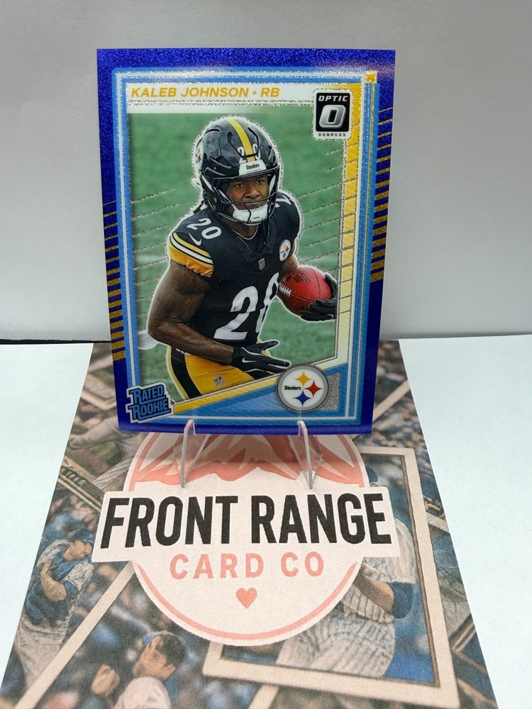 2025 Panini Donruss Optic #232 Kaleb Johnson (RC) Blue Glitter SSP Steelers