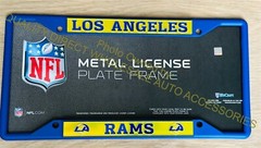⭐️⭐️⭐️⭐️⭐️Los Angeles RAMS Laser Frame Blue License Plate Metal Tag Cover