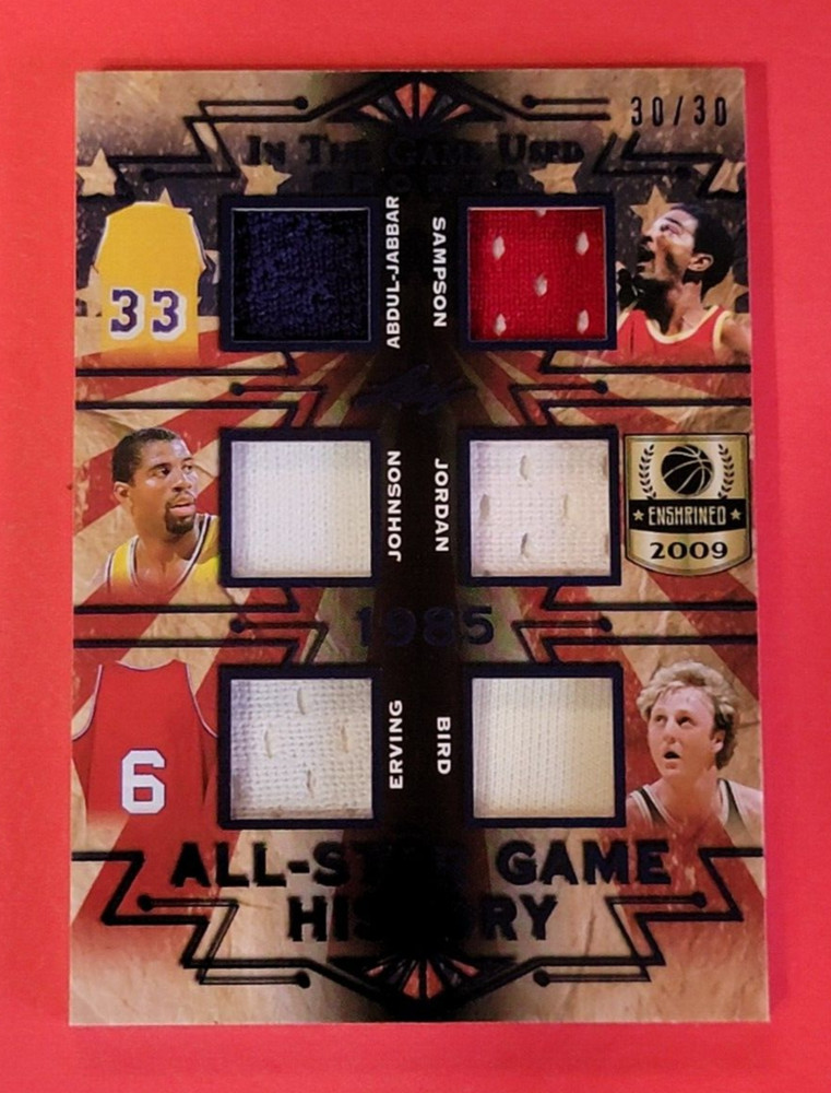 MICHAEL JORDAN JERSEY CARD #d30/30 LARRY BIRD MAGIC JOHNSON DR J KAREEM JABBAR