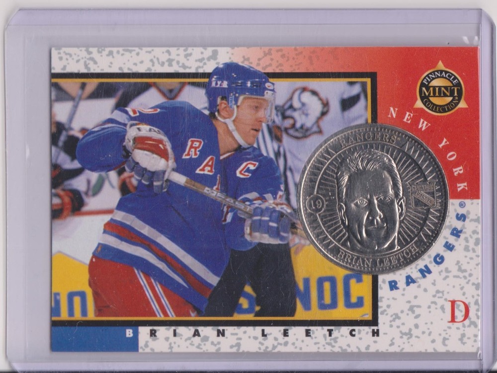 RARE 1997-98 PINNACLE MINT BRIAN LEETCH SILVER / NICKEL COIN & CARD #19 ~ QTY