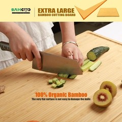 Extra Large 100% Organic Bamboo Cutting 24L x 18W, Flat Board
