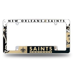 NFL New Orleans Saints Primary 12x 6 Chrome All Over Automotive License Plate Fr