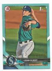 2018 Bowman Draft Sky Blue Logan Gilbert 1st Prospect #BD-63 Mariners #&rsquo;d /499