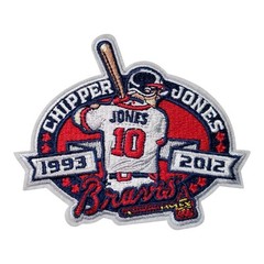 2013 Commemorative Patch Chipper Jones. Braves. Embroidered. Iron On. 4.5&Prime;x3.5&Prime;