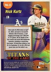 2026 Topps Series 2 Nick Kurtz Titans of the Game Black Crackle Foil /10 #TOG-22