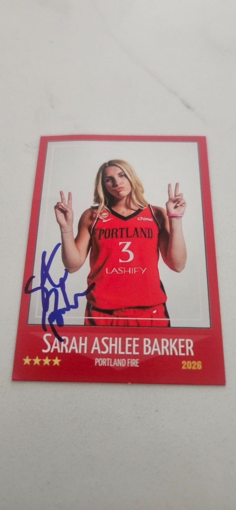 SARAH ASHLEE BARKER SIGNED AUTO 2026 PORTLAND FIRE CARD # 1 WNBA