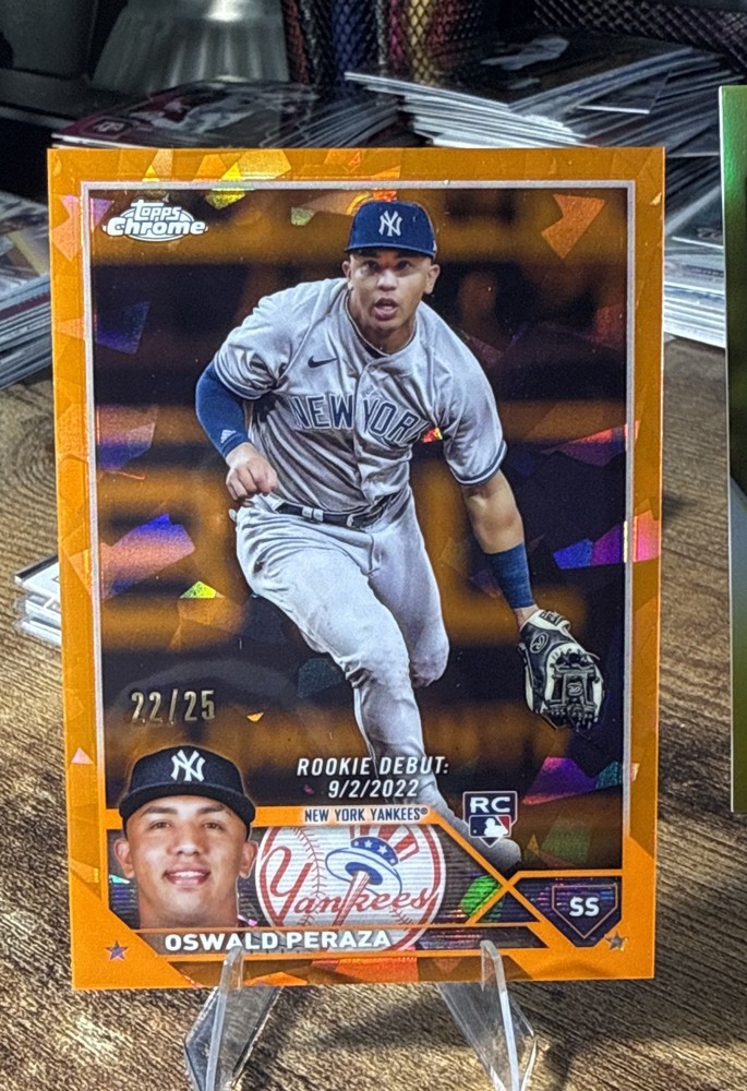 2023 Topps Chrome Update Series Sapphire Edition Oswald Peraza Orange /25 RC