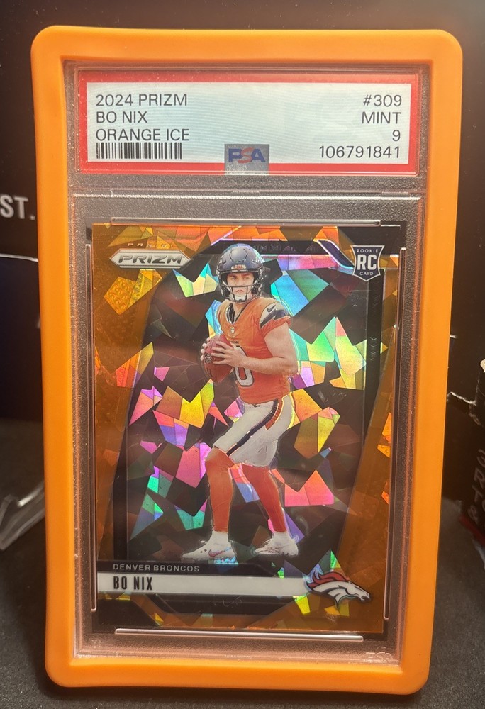 2024 Prizm Bo Nix Orange Cracked Ice PSA 9 Rookie Rc #309 Low Pop (With case) 🔥