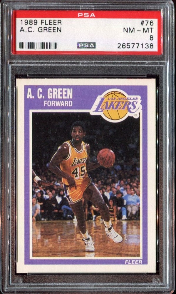 1989 FLEER #76 A.C. GREEN LAKERS PSA 8