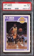 1989 FLEER #76 A.C. GREEN LAKERS PSA 8