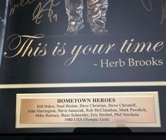 1980 Miracle on Ice Team Multi-Signed Framed Photo COA 11/80 Herb Brooks Quote