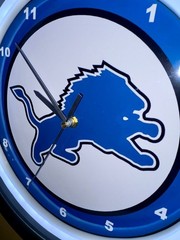 Detroit Lions Football Bar Man Cave Neon Style Retro LED Clock Sign