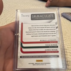 ROMAN ANTHONY NICK KURTZ JAMES WOOD 2026 IMMACULATE TRIPLE PATCH RED /49