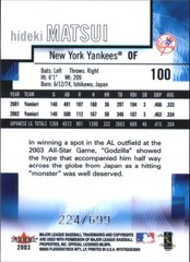 2003 Fleer Mystique #100 Hideki Matsui New York Yankees Rookie Card /699 – NM-MT
