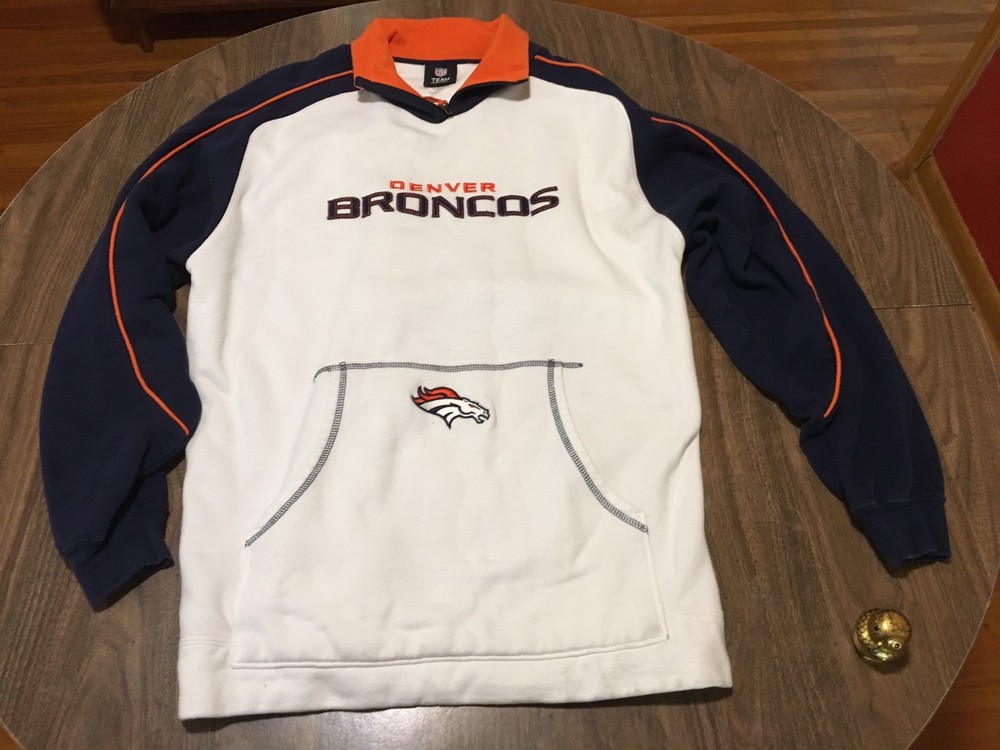 Denver Broncos Navy White And Orange Zip Up Sweatshirt NFL Team Apparel