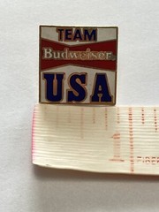 Vintage Lake Placid Olympics Team USA Enamel Pin Budweiser Sponsor