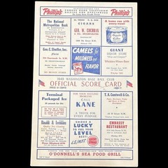 Washington Nationals Vs Detroit MLB Score Card – 1949 – Vintage Advertising