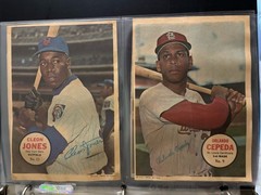 1967 Topps – Poster Inserts Lot of 33 Mickey Mantle, Hank Aaron, Willie Mays Etc