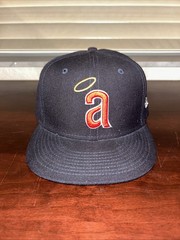 California Angels New Era 59Fifty MLB Fitted Hat Cap 7 3/8 Navy Gray Brim Halo