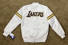 Lakers Jacket Los Angeles NBA STARTER Snap Down « POWER FORWARD » Jacket WHITE
