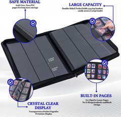Top Loader Binder – Holds 324 Cards ,9-Pocket Side-Loading Card Binder Ringless